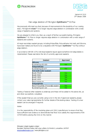 Pilkington Optitherm™ S1 Plus non-edge deletion