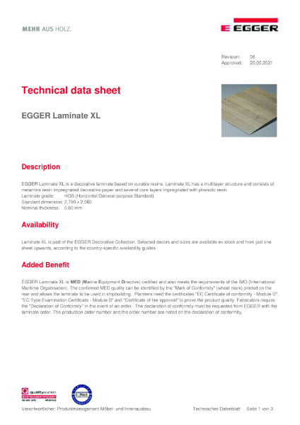 Technical Datasheet - Laminate XL