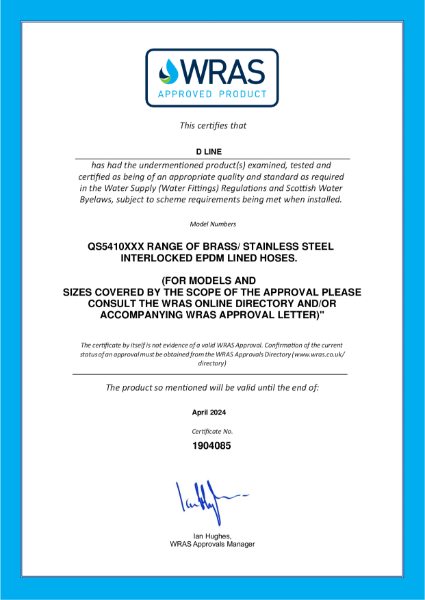 Shower hose (QA Certificate)
