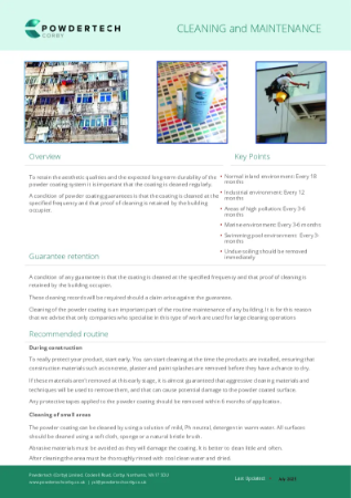 Cleaning and maintenance of architectural powder coating