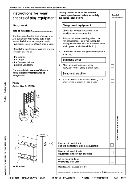 Timberplay Games - Pairs - Maintenance Instructions