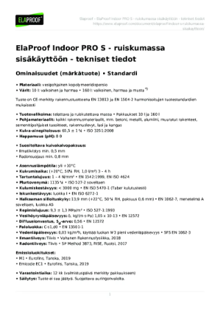 ElaProof Indoor PRO S - Tekniset Tiedot