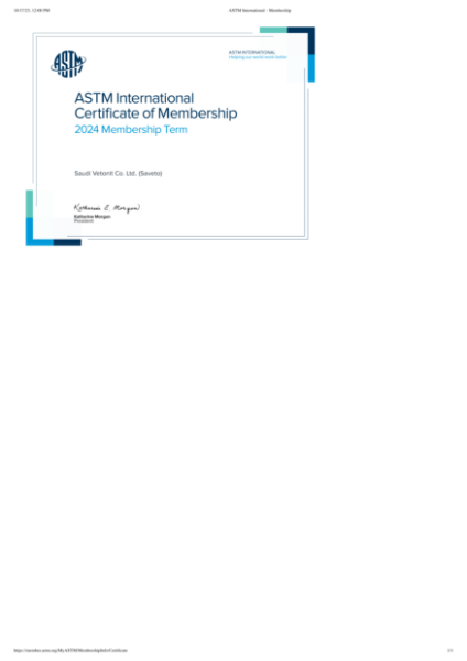 ASTM International Certificate of Membership