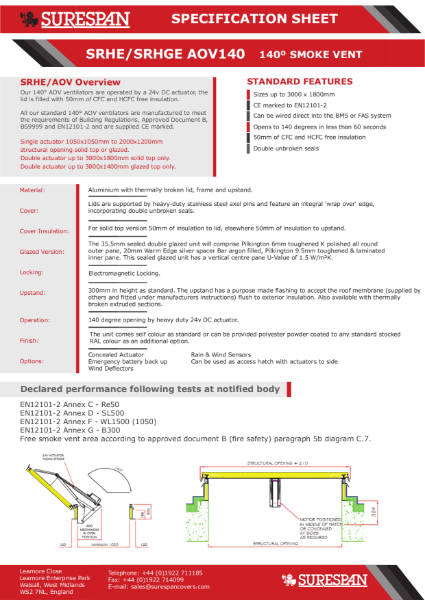 Surespan Smoke Vent Specification