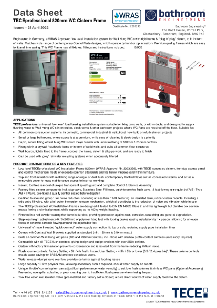 TECEprofessional H820 Cistern Frame