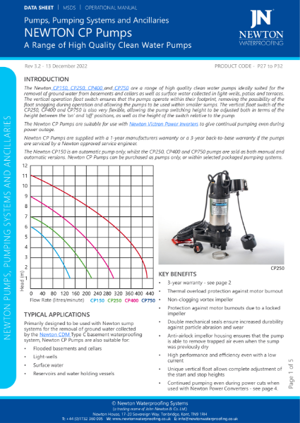 Newton CP Pumps TDS