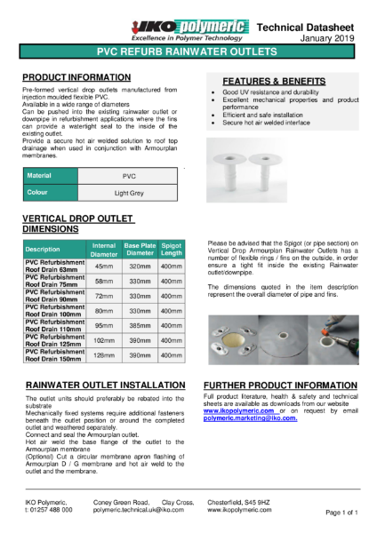 PVC Refurb Rainwater Outlets Datasheet