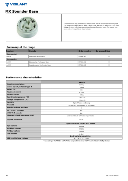 576.080.002 P80SB Addressable Base Sounder