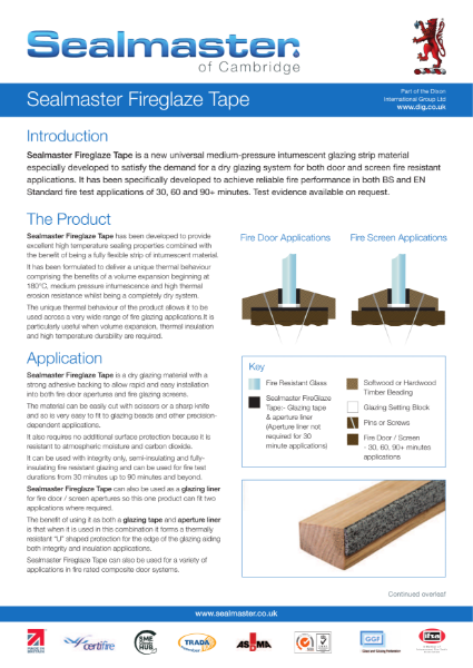 Sealmaster FireGlaze Tape Technical Data Sheet