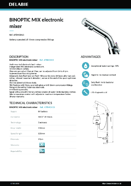 478MCH15 BINOPTIC Deck-Mounted Mixer Tap