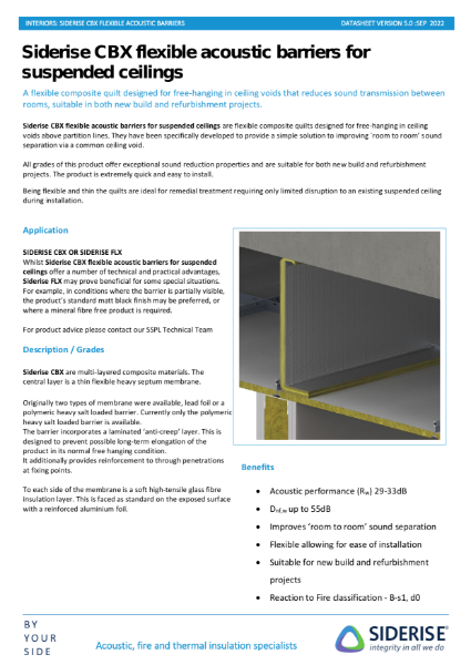 Siderise CBX flexible acoustic barriers for suspended ceilings v5