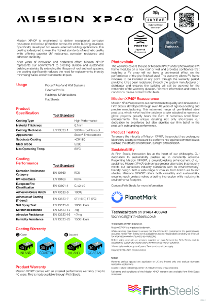 MISSION XP40 DATA SHEET