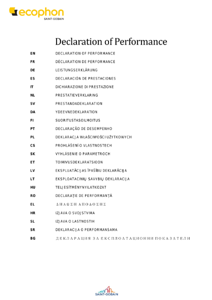 Focus Declaration of Performance Certificate