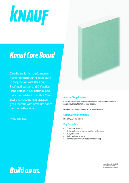 Knauf Core Board Data Sheet