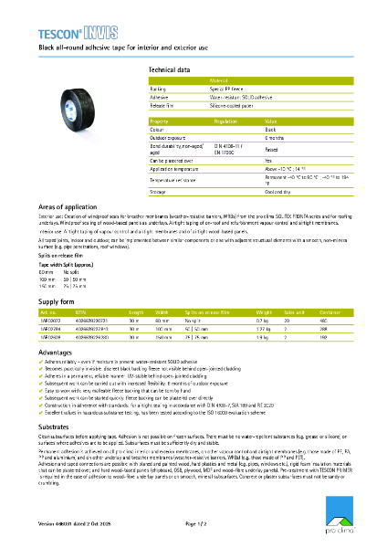 Pro Clima Tescon Invis Technical Datasheet