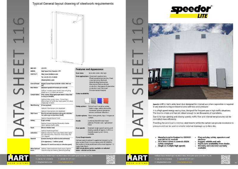 Speedor Lite Internal/External High Speed Door Datasheet