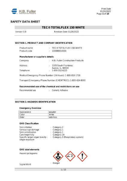 TotalFlex 150 White - SDS