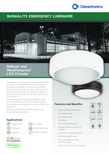 Bunkalite Weatherproof Emergency Luminaire - Product Catalogue