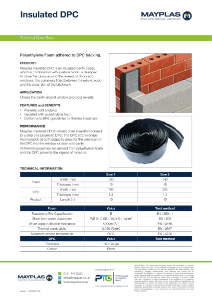 INSULATED DPC - TECHNICAL DATA SHEET