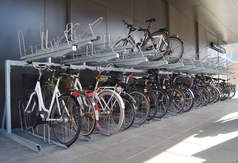 FalcoLevel-Eco Gas Strut Two Tier Cycle Rack - High Density Cycle Rack Design