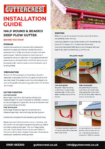 Guttercrest Half Round Gutter Installation Guidelines A4
