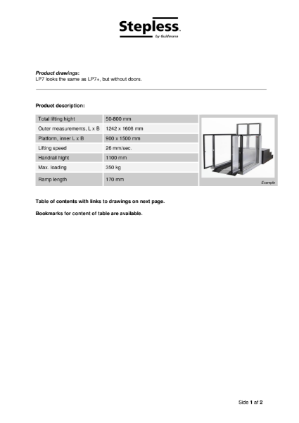 Stepless LP7 lifting platform - Technical Drawings