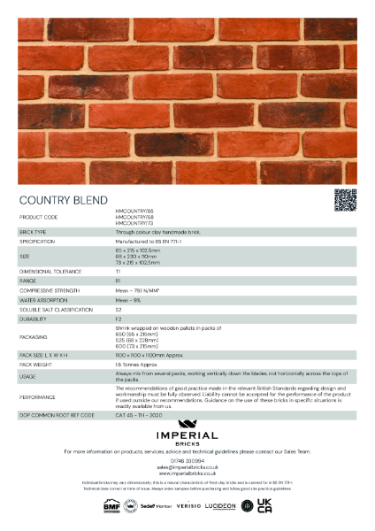 Imperial Bricks Country Blend Data Sheet