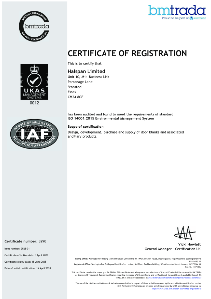 Certificate of Registration: ISO14001