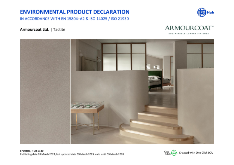 Armourcoat Decorative Paint Tactite - Environmental Product Declaration