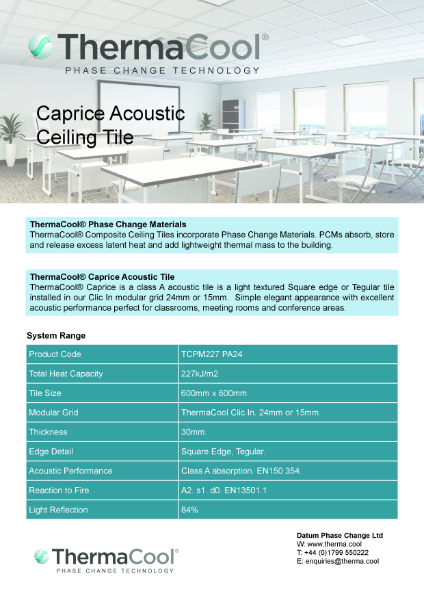 ThermaCool Caprice Acoustic DataSheet TCPM227 PA24