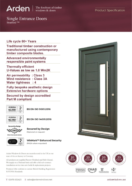 Stratford - Single Residential Entrance Doors