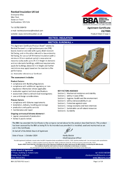 BBA Certificate 02/3908 Eurowall +