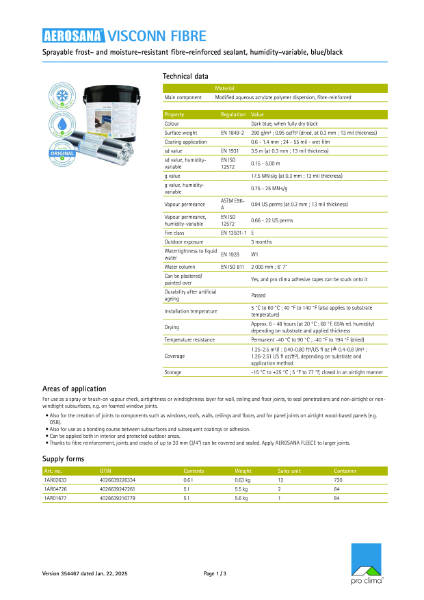 Aerosana Visconn Fibre Technical Datasheet