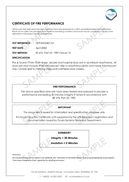 FR_PAR22401_01 - Statement of Performance Fire & Sound 77mm FoA FD30 doorsets