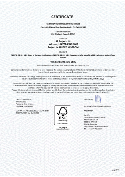 LSA Projects Ltd FSC Certificate