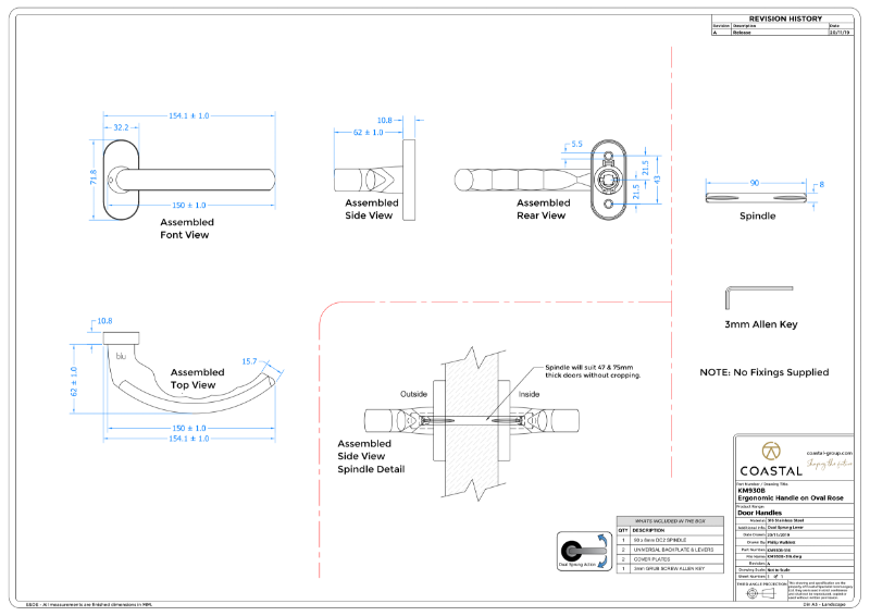 BLU™ - KM930 Ergonomic Lever Door Handle CAD