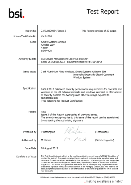 [Alitherm 800] [BSI2370/8029234] PAS24 - Security