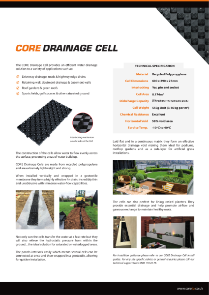 CORE DRAINAGE Cell Specification