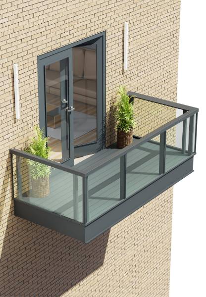 AliRail System 7 - Insight Glass 0.74kN - Balcony Balustrade - Glass Balcony Balustrade System