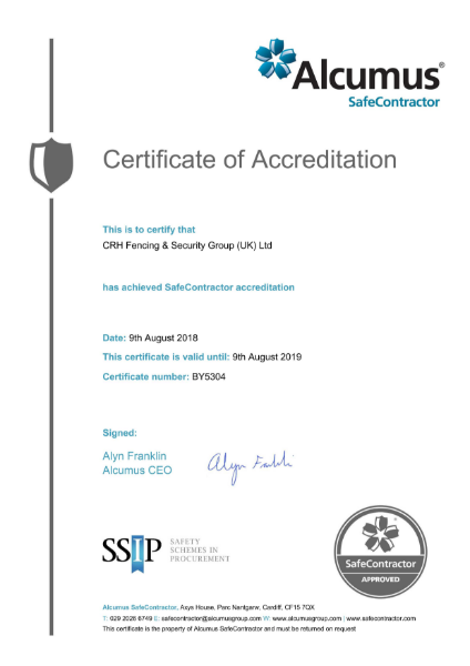 Alcumus SafeContractor accreditation