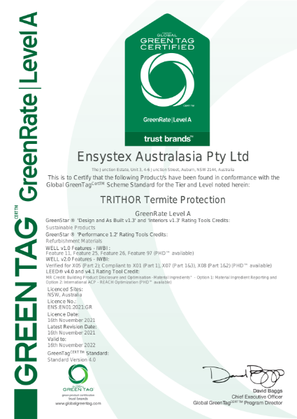GreenRate Level A Sustainability Certificate