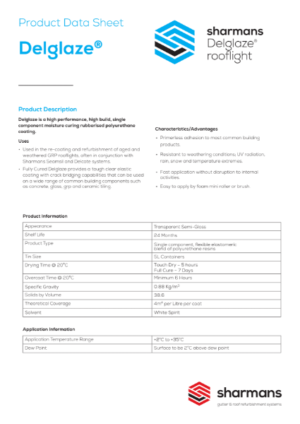 Delglaze rooflight refurbishment product data sheet