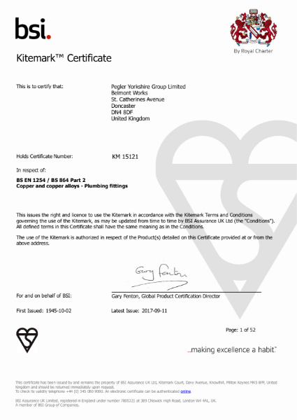 Endex BSI Kitemark Certificate KM 15121