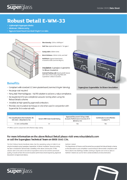 Robust Detail E-WM-33 - Superglass Blown Insulation