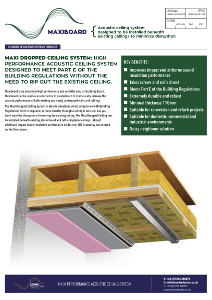 SRS Maxi Dropped Ceiling Data Sheet
