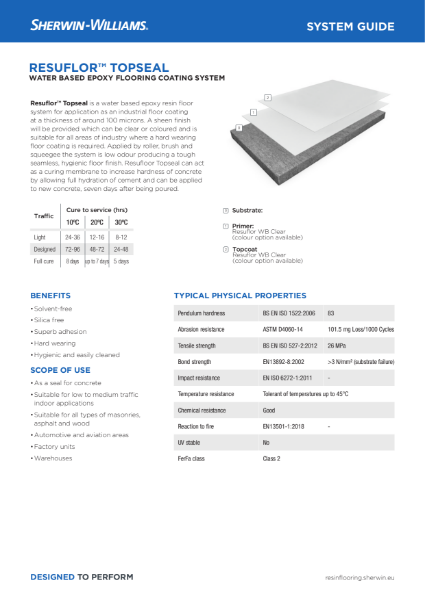 Resin flooring Resuflor Topseal coating system