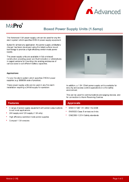 Boxed power supply units 1.5A