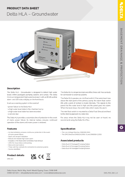 Delta HLA Groundwater HLA Product Data Sheet