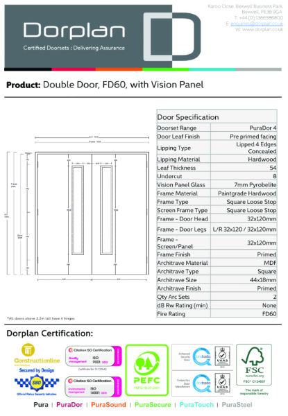 Double Door, FD60, with Vision Panel