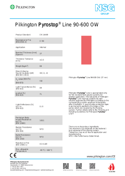 Pilkington Pyrostop® Line 90-600 OW